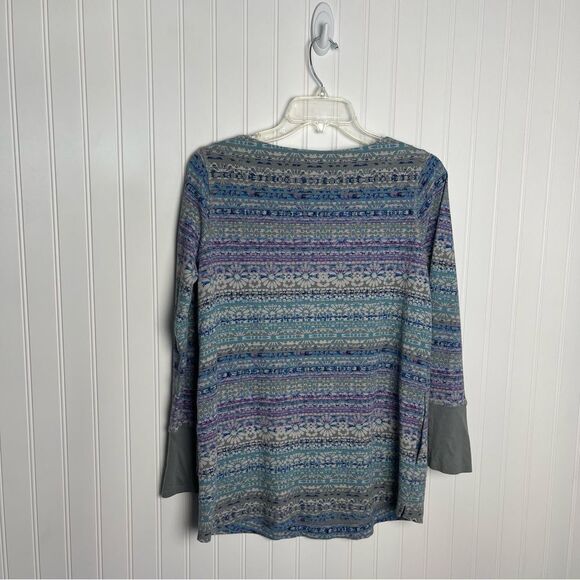 J.Jill Top XS Long Sleeve Thermal Waffle Knit Fair Isle Nordic Pocket Casual - Picture 4 of 6